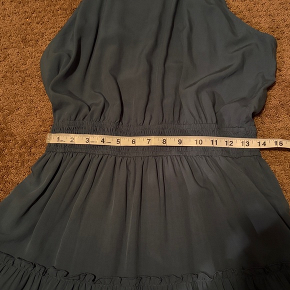 Halter Neck Tired Dress Smocked Waist Teal Green Large - Picture 11 of 11